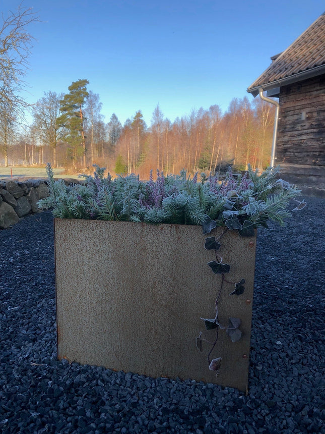 Corten Kruka m Botten 600x600x550 - Stenbolaget