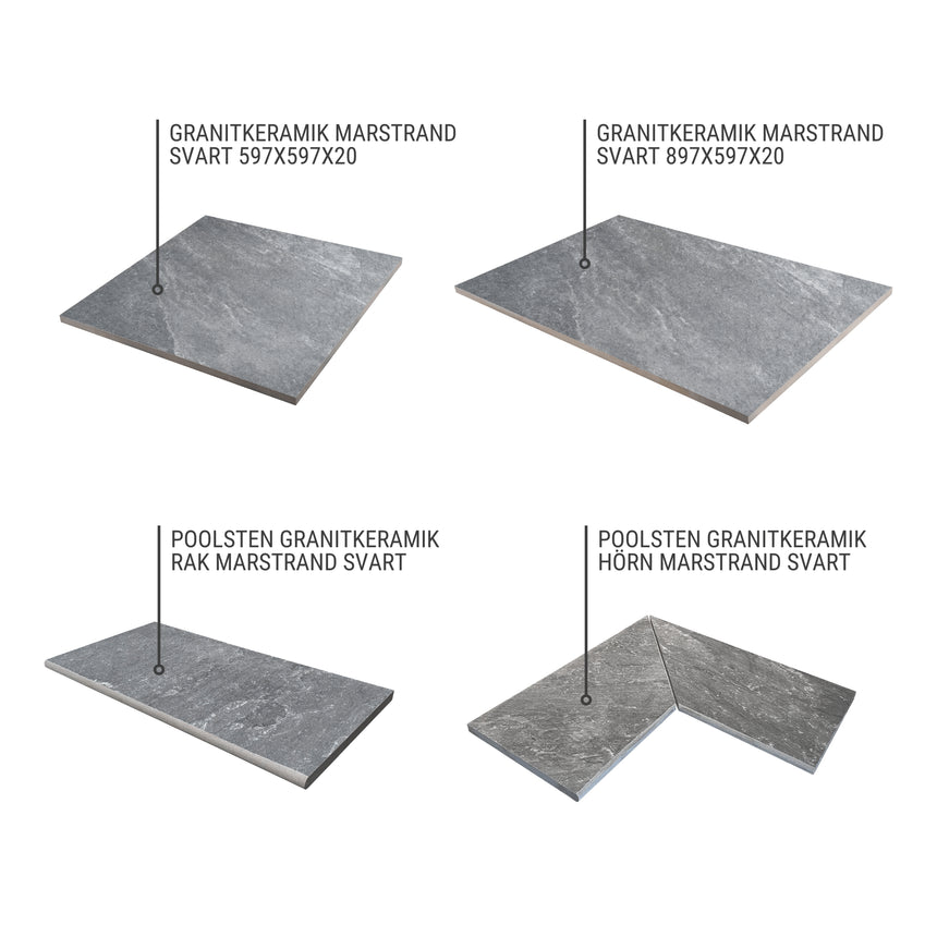 Granitkeramik Marstrand Svart 597x597x20 - Stenbolaget