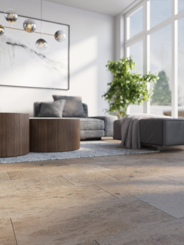 Jurakalksten Slipad Grå/Beige Materialprov - Stenbolaget