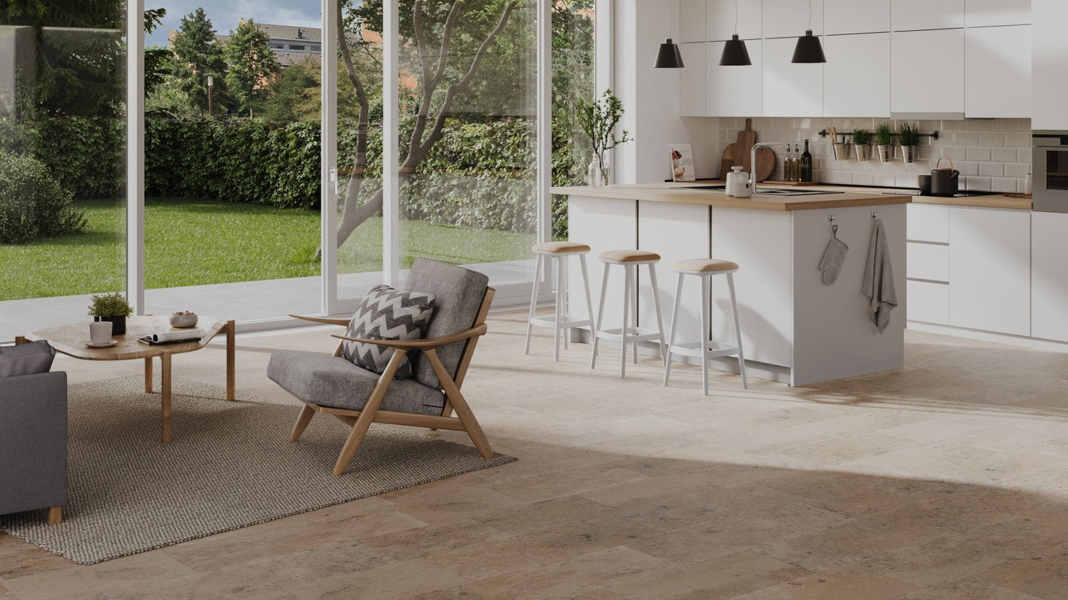 Jurakalksten Slipad Grå/Beige Materialprov - Stenbolaget