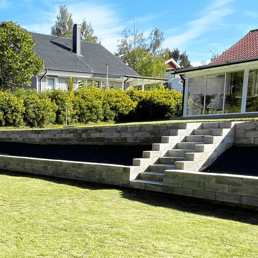 Mursten Modern Grå 420x210x140 - Stenbolaget Fristående mur - Betong