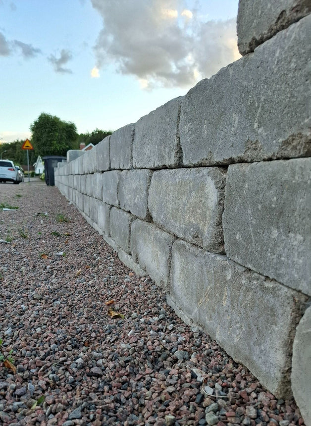 Mursten Visby Grå 420x210x140 - Stenbolaget Fristående mur - Betong