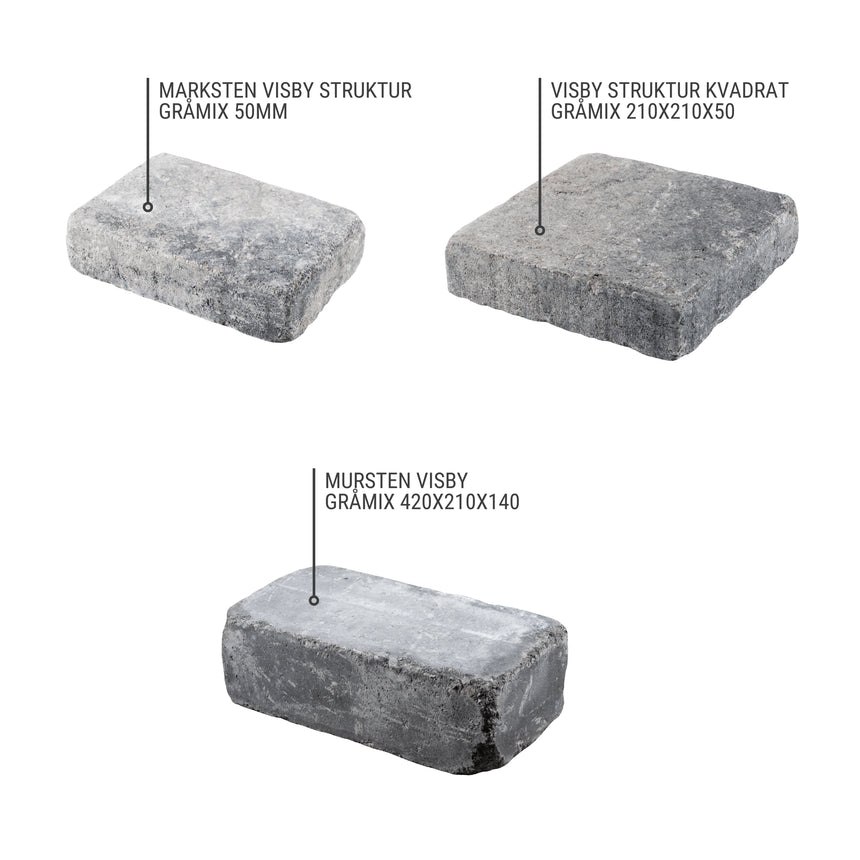 Mursten Visby Gråmix 420x210x140 - Stenbolaget