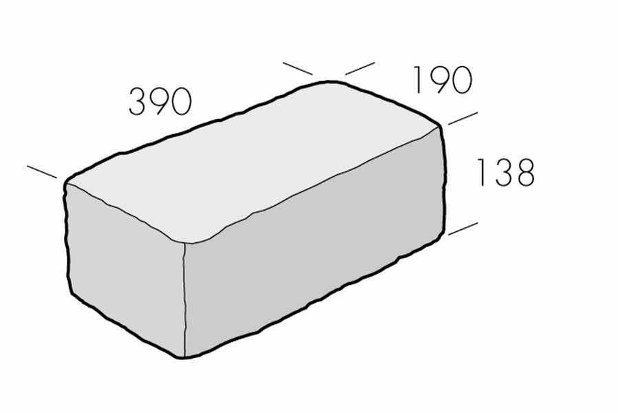 Rustik Normalblock Grå 390x190x138 | Stenbolaget.